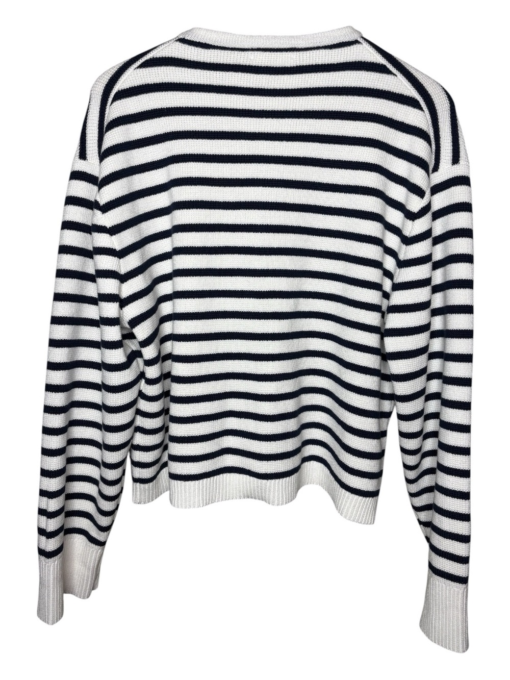 J. Crew Relaxed Emilie Sweater Jacket Natural Navy Stripe Cardigan XL Boxy - Picture 4 of 10